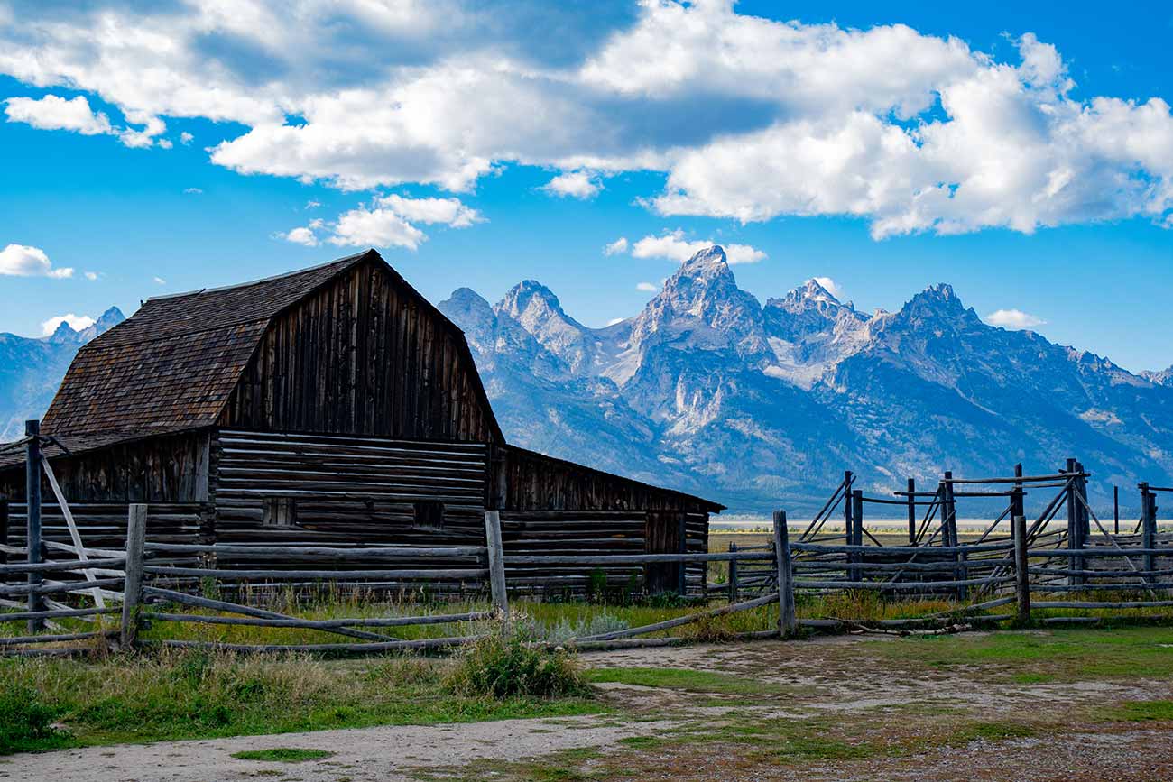 Old barn in front of the Teton mountains