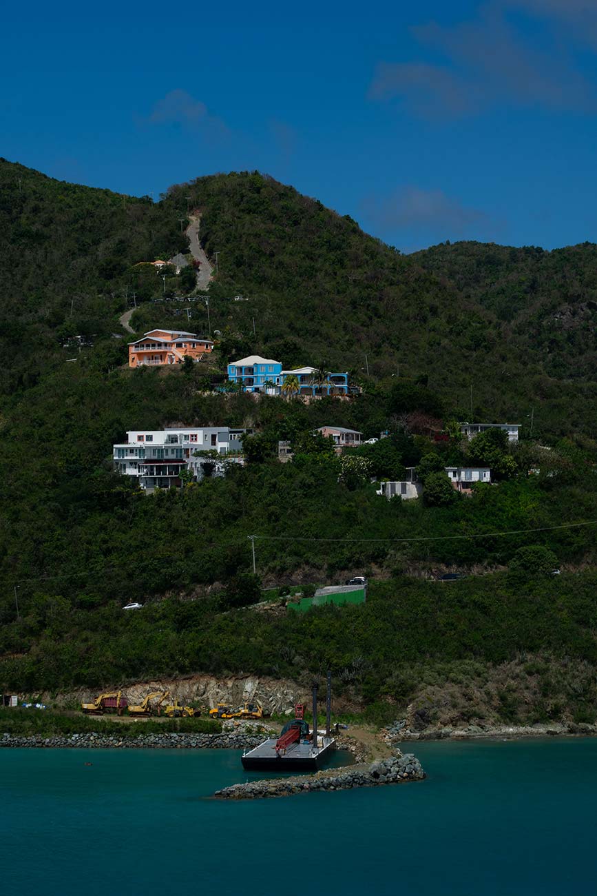 Colorful homes on the hillside of Tortola in the British Virgin Islands